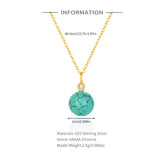 925 Silver Turquoise Circle Pendant Necklace Collarbone Chain