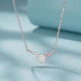 925 Silver Opal Zircon Round Pendant Necklace Chain Women Girls Jewelry Gift