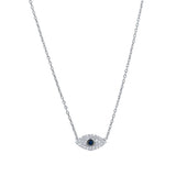 925 Silver Evil Eye Zircon Pendant Necklace Women Gift Party Jewelry