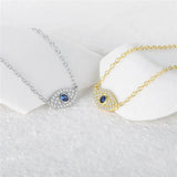 925 Silver Evil Eye Zircon Pendant Necklace Women Gift Party Jewelry