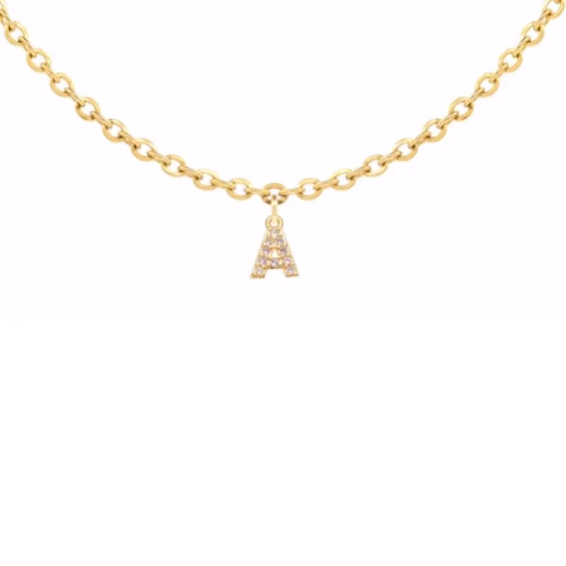 925 Silver Monogram Pendant Alphabet Long Chain Women Fine Jewelry Gift