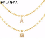 925 Silver Monogram Pendant Alphabet Long Chain Women Fine Jewelry Gift