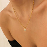 925 Silver Monogram Pendant Alphabet Long Chain Women Fine Jewelry Gift