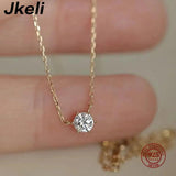 925 Sterling Silver Zircon Heart Necklace Pendant Chain Plated 14K Jewelry