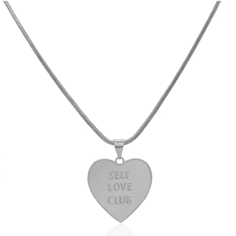 925 Silver SELF Love Heart Pendant Snake Chain Women Party Jewelry