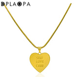 925 Silver SELF Love Heart Pendant Snake Chain Women Party Jewelry