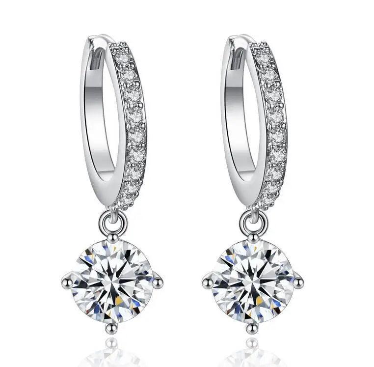 Starmoon 925 Silver CZ Drop Earrings For Women