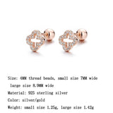 925 Silver CZ Four-leaf Clover Stud Earrings