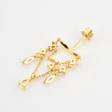 925 Silver Zircon Drop Stud Earring Line Crystal Clips