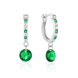 Emerald Eardrop Silver 925 Zircon Earrings Wedding Party Anniversary