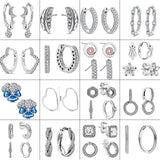 925 Silver Heart Hoop Earrings Sparkling Circled Studs Fine Jewelry For Girls