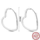 925 Silver Heart Hoop Earrings Sparkling Circled Studs Fine Jewelry For Girls