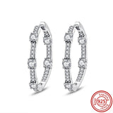 925 Silver Heart Hoop Earrings Sparkling Circled Studs Fine Jewelry For Girls