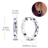 925 Sterling Silver Pave CZ U Heart Zircon Round Hoop Star Moon Earrings