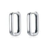 925 Silver Square Hoop Earrings French Fine Jewelry