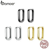 925 Silver Square Hoop Earrings French Fine Jewelry