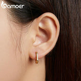 925 Silver Square Hoop Earrings French Fine Jewelry