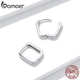 925 Silver Square Hoop Earrings French Fine Jewelry