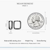 925 Silver Square Hoop Earrings French Fine Jewelry