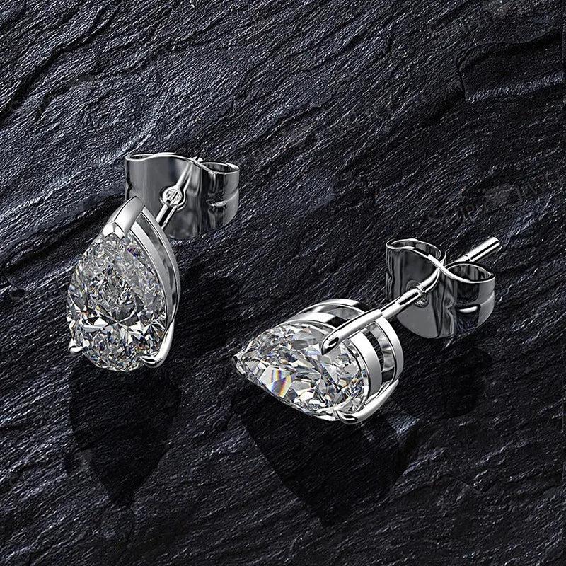 Zircon Stud Earrings 925 Silver Bridal Jewelry Gift