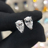 Zircon Stud Earrings 925 Silver Bridal Jewelry Gift