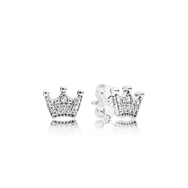 925 Sterling Silver Flower Heart Crystal Studs Earring