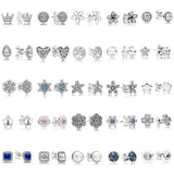 925 Sterling Silver Flower Heart Crystal Studs Earring