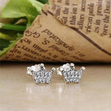 925 Sterling Silver Flower Heart Crystal Studs Earring