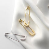 925 Silver Safety Pin Stud Earrings Punk Style Minimalist 31mm
