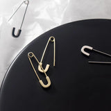 925 Silver Safety Pin Stud Earrings Punk Style Minimalist 31mm