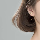 925 Silver Safety Pin Stud Earrings Punk Style Minimalist 31mm