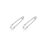 925 Silver Safety Pin Stud Earrings Punk Style Minimalist 31mm