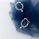 MloveAcc 925 Silver Lace Hoop Earrings Wedding Charming Jewelry