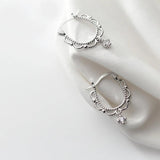 MloveAcc 925 Silver Lace Hoop Earrings Wedding Charming Jewelry