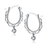 MloveAcc 925 Silver Lace Hoop Earrings Wedding Charming Jewelry