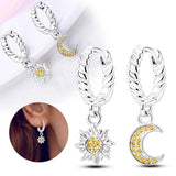 925 Silver Zircon Heart Snowflake Flower Hoop Earrings For Women