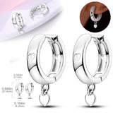 925 Silver Zircon Heart Snowflake Flower Hoop Earrings For Women