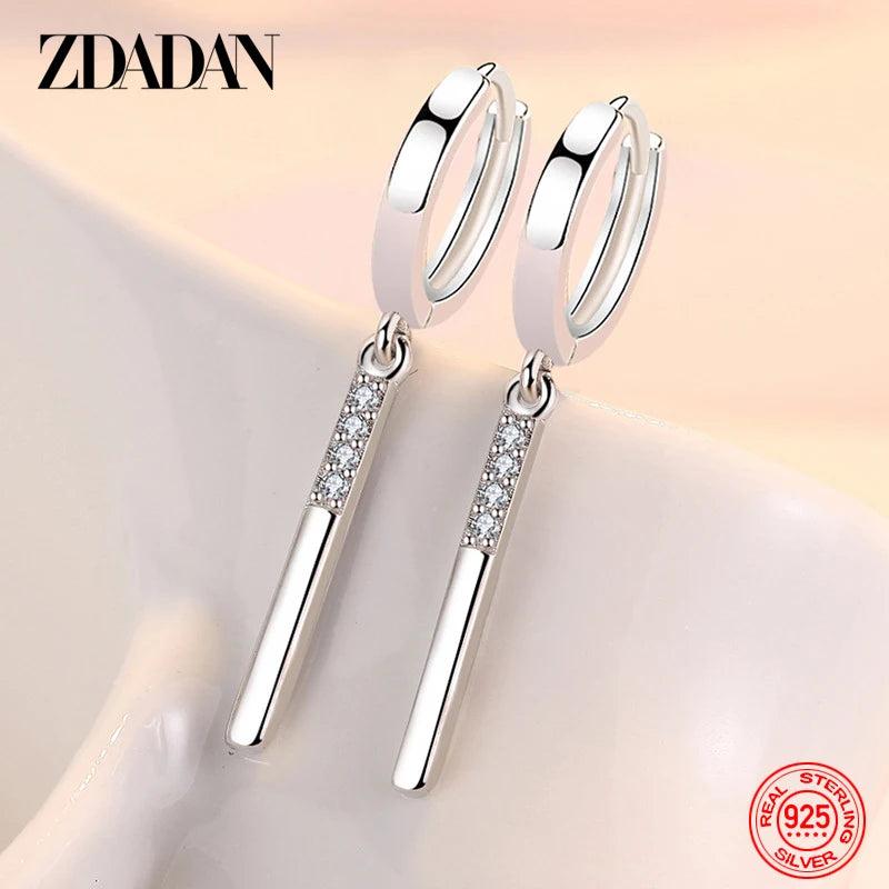 925 Silver Long Drop Earrings Wedding Party Jewelry
