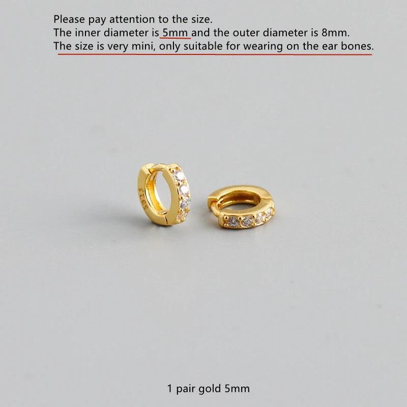 925 Silver Zircon Round Circle Ear Ring Ear Bone Buckle Wild Woman