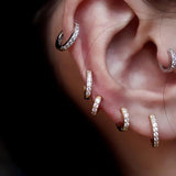 925 Silver Zircon Round Circle Ear Ring Ear Bone Buckle Wild Woman