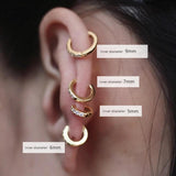 925 Silver Zircon Round Circle Ear Ring Ear Bone Buckle Wild Woman