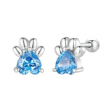 925 Silver Zircon Dog Paw Heart Stud Earrings CQE1574-LB