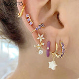 Crystal Flower Stud Earrings 925 Sterling Silver Zircon Earring