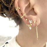 Crystal Flower Stud Earrings 925 Sterling Silver Zircon Earring