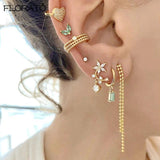 Crystal Flower Stud Earrings 925 Sterling Silver Zircon Earring