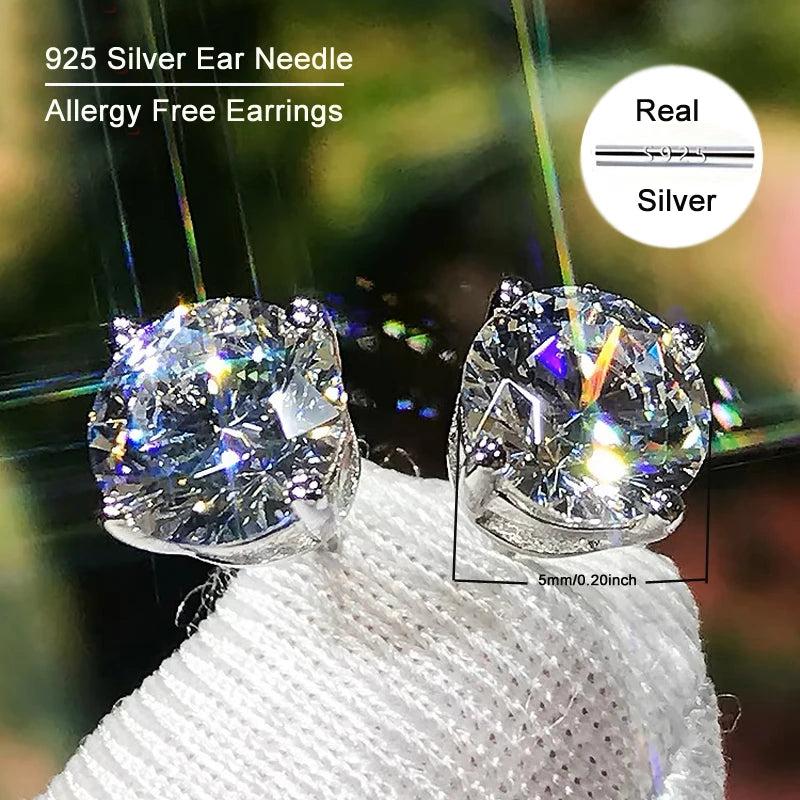 Silver CZ Stud Earrings Wedding Jewelry for Women