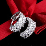 Silver CZ Stud Earrings Wedding Jewelry for Women