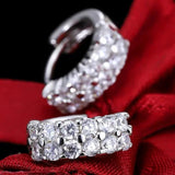 Silver CZ Stud Earrings Wedding Jewelry for Women