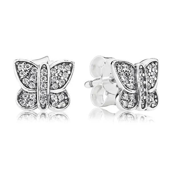 925 Silver Double Hoop Crystal Earring Elegant Tiara Fairytale Style