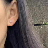 Natural Rhodochrosite Stud Earrings 925 Silver Vintage Femme Gift Jewelry